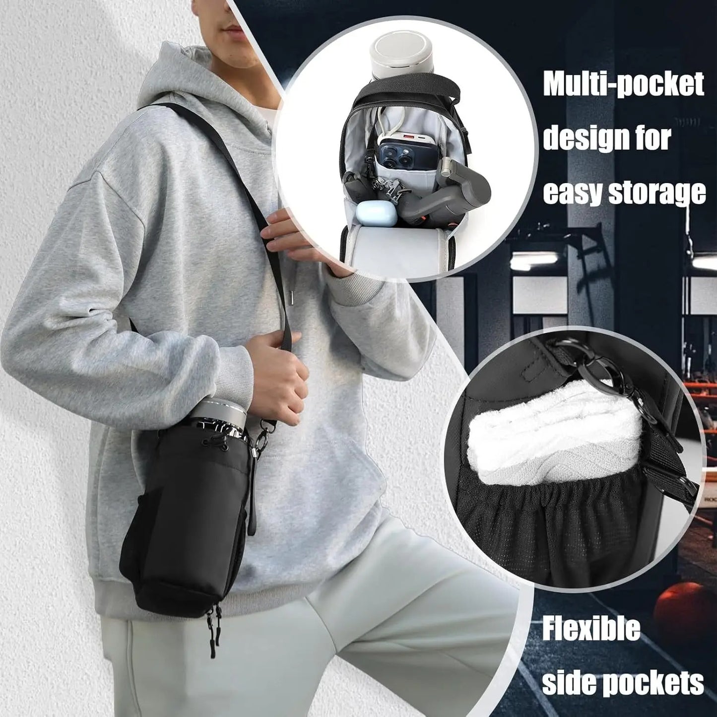 Magnetic Gym Bottle Holder Bag – 2-in-1 Mount & Sling