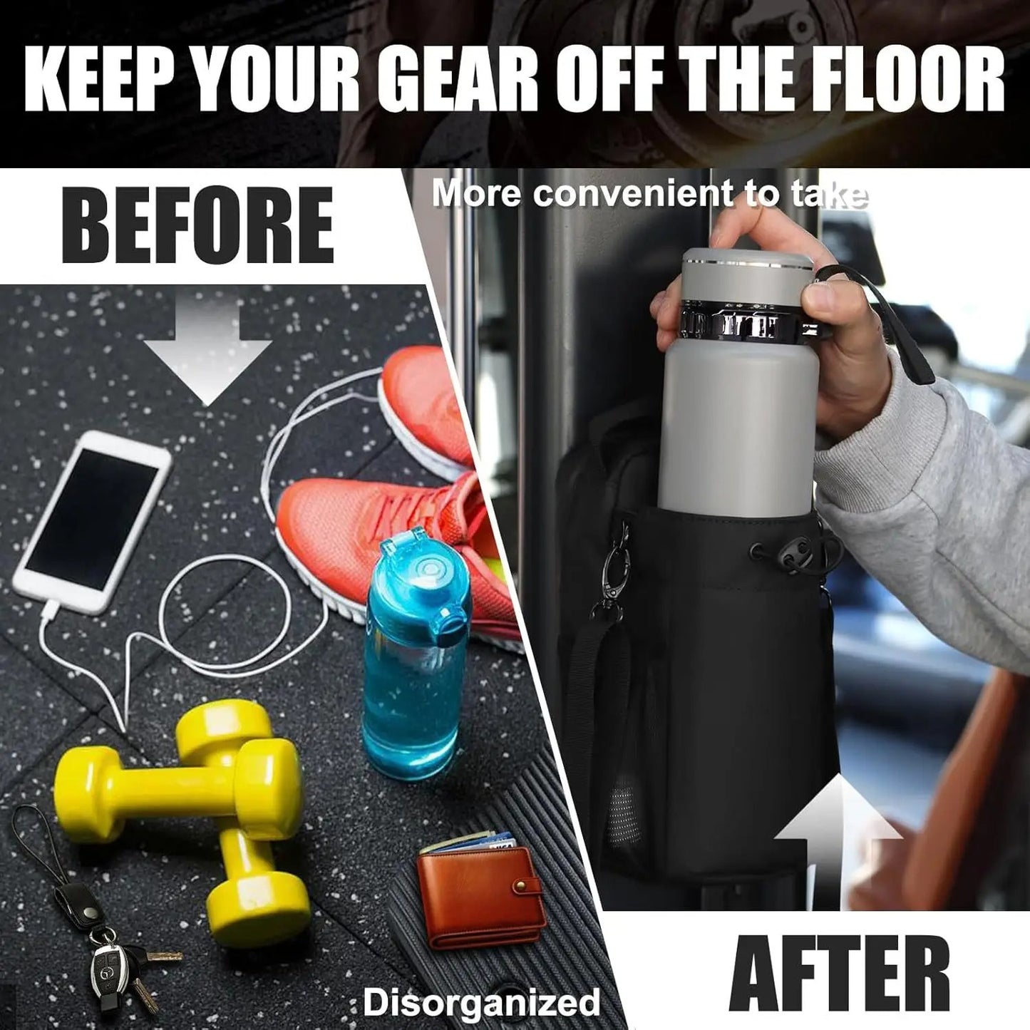 Magnetic Gym Bottle Holder Bag – 2-in-1 Mount & Sling